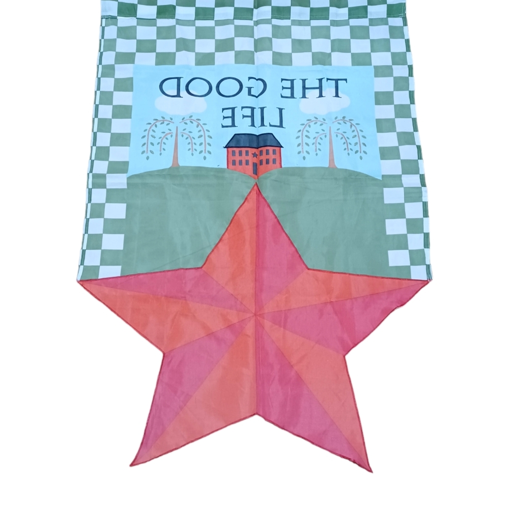 Star Church The Good Life Checkered Graden Banner Garden Flag โญ - Picture 2 of 12